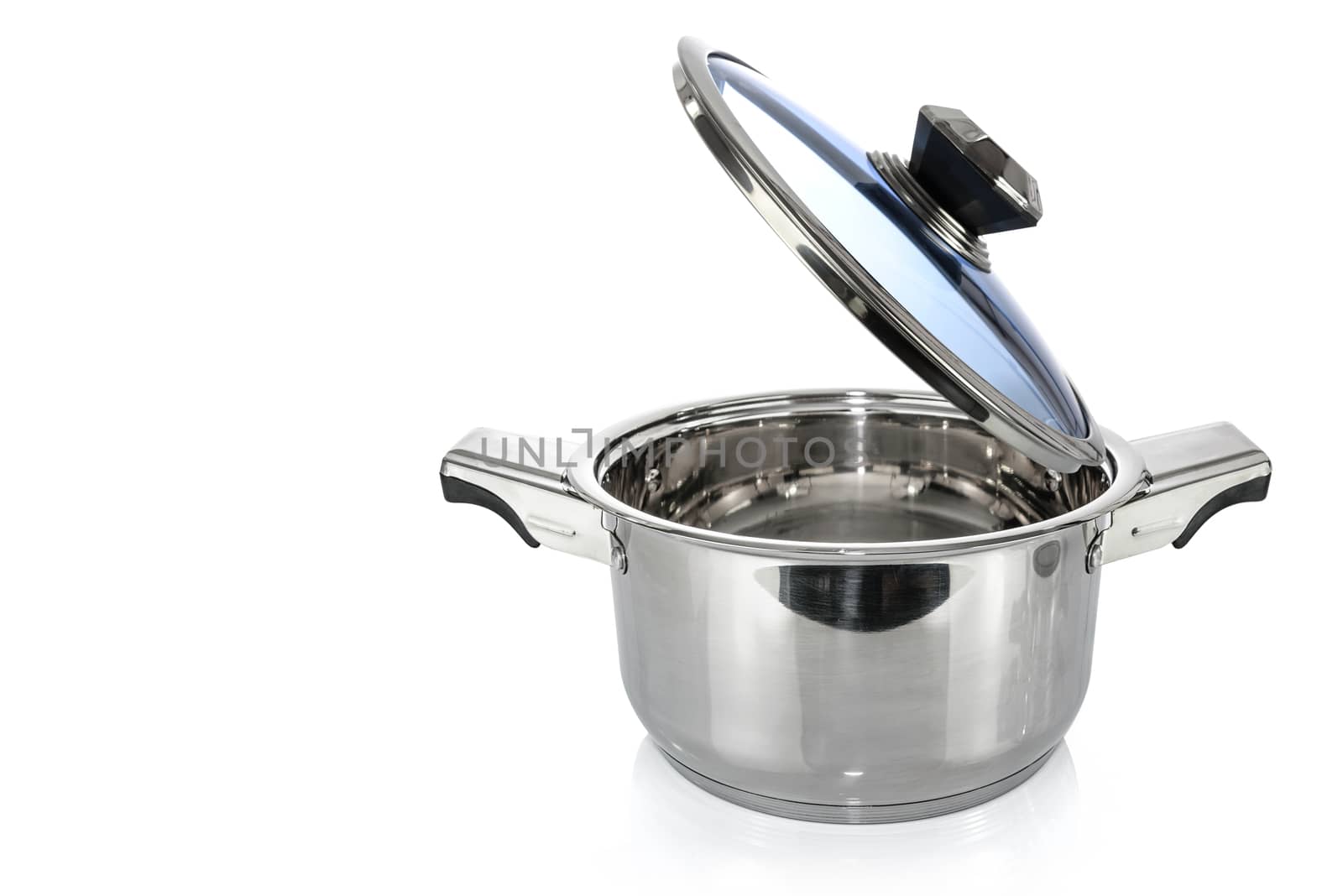 Stainless steel pot with open cover by wdnet_studio