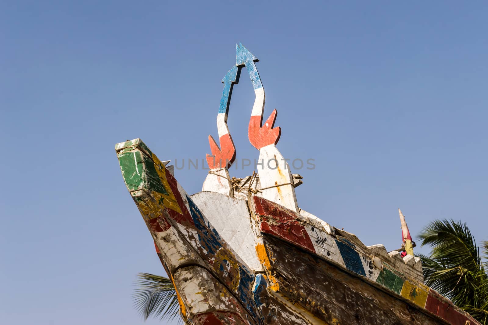 Colorful fishing boat in Banjul, capital of The Gambia, West Africa