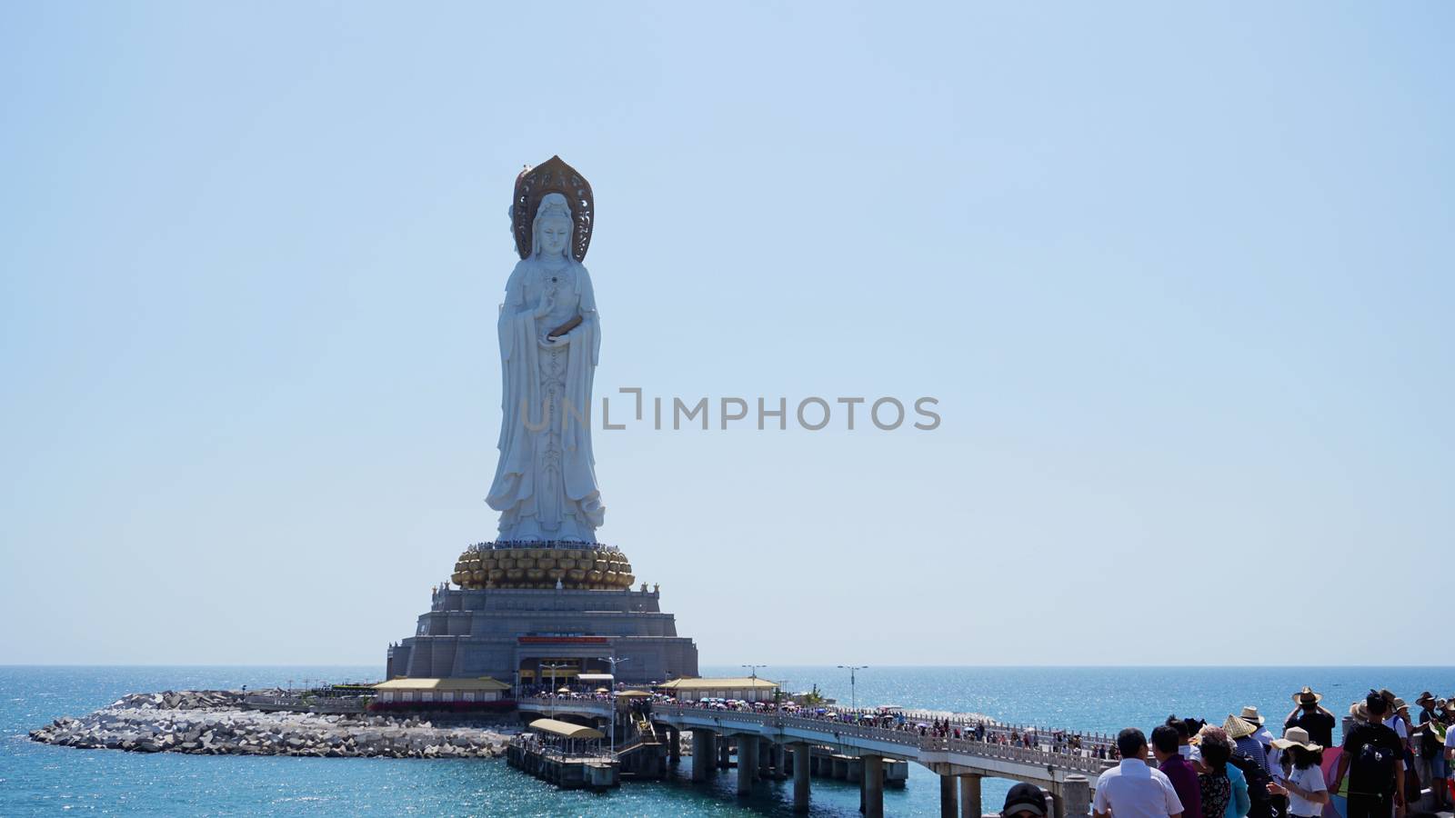 White GuanYin statue in Nanshan Buddhist Cultural Park, Sanya, Hainan Island, China.