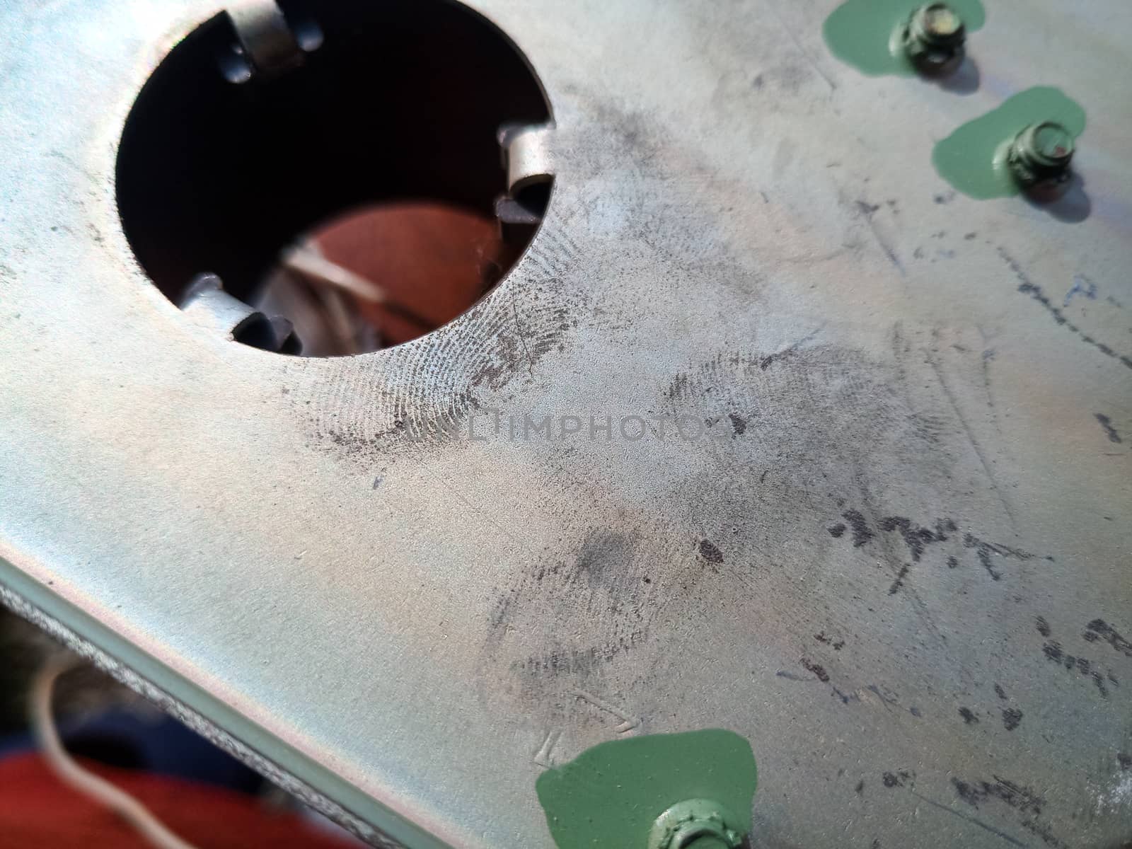 Fingerprints on the steel surface. Fingerprints of dirty hands.