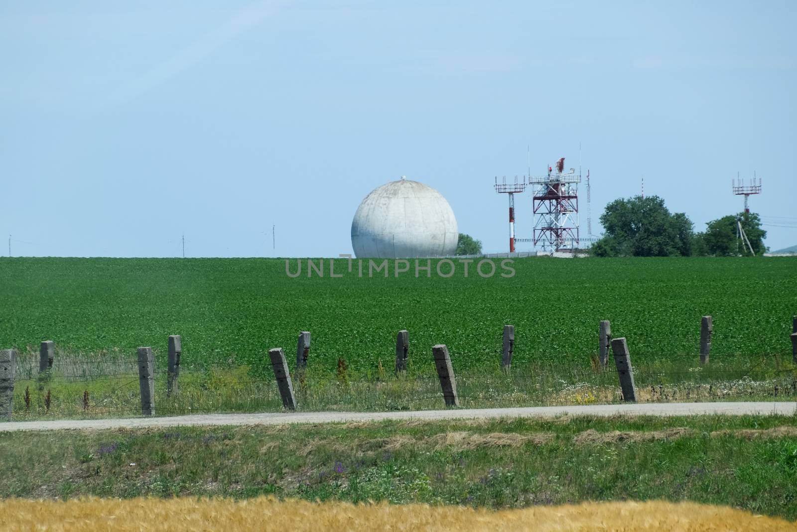 Military radio station, round building of radar antenna. by fedoseevaolga