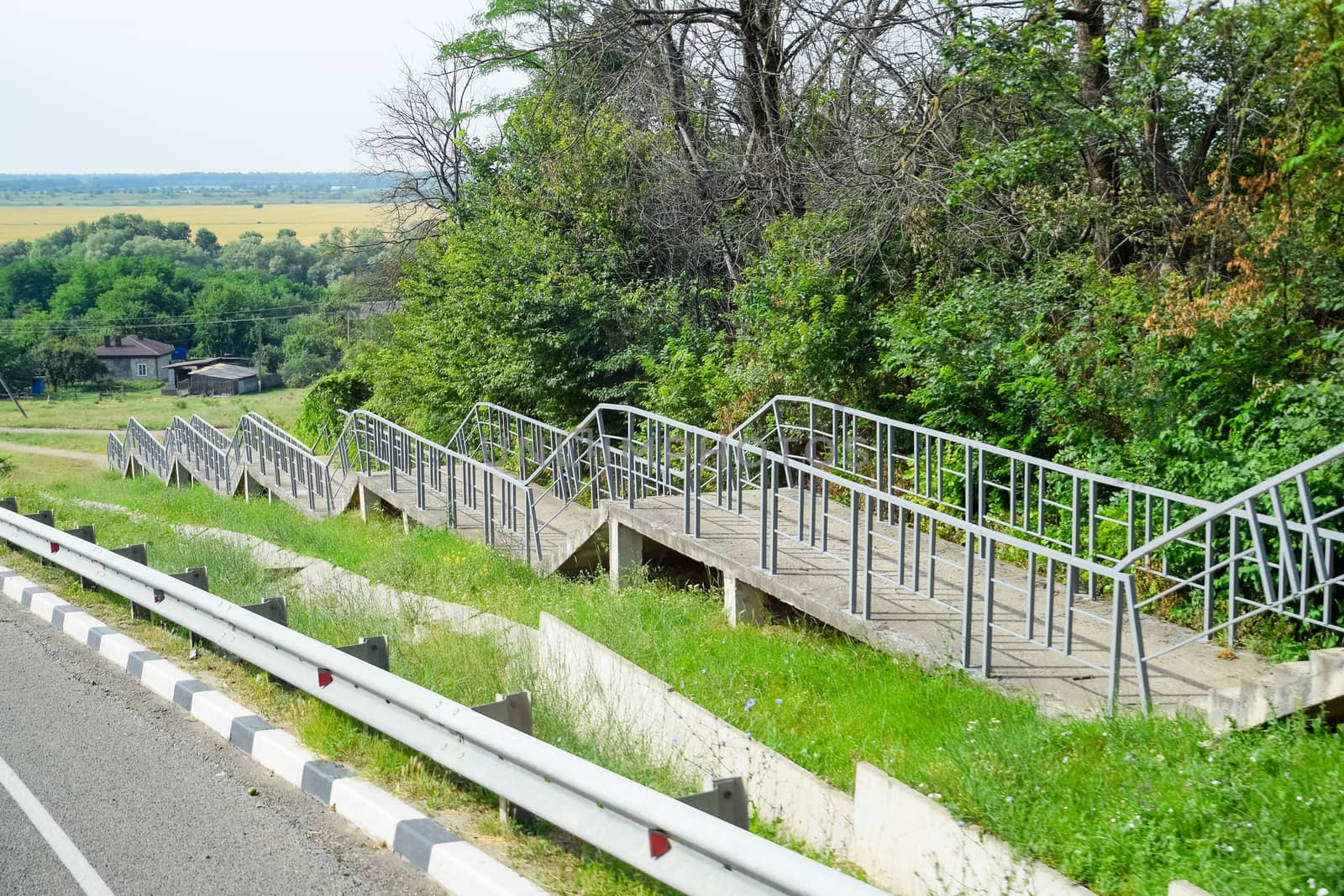 pedestrian staircase for pedestrians on the bridge.