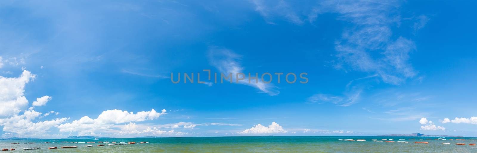 Aerial panoramic view of Pattaya Beach over  tropical water Chonburi, Thailand