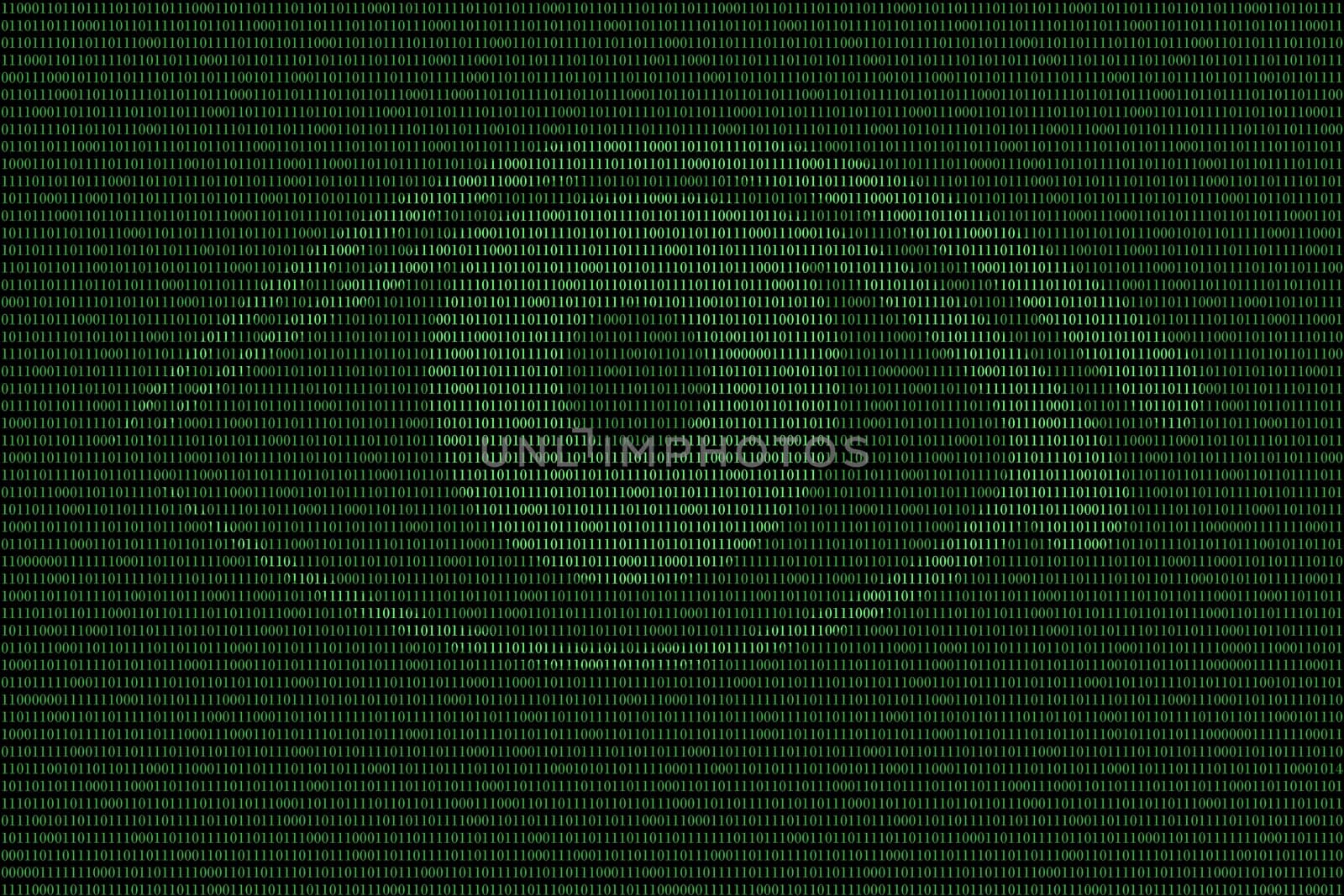 Digital eye in green binary background