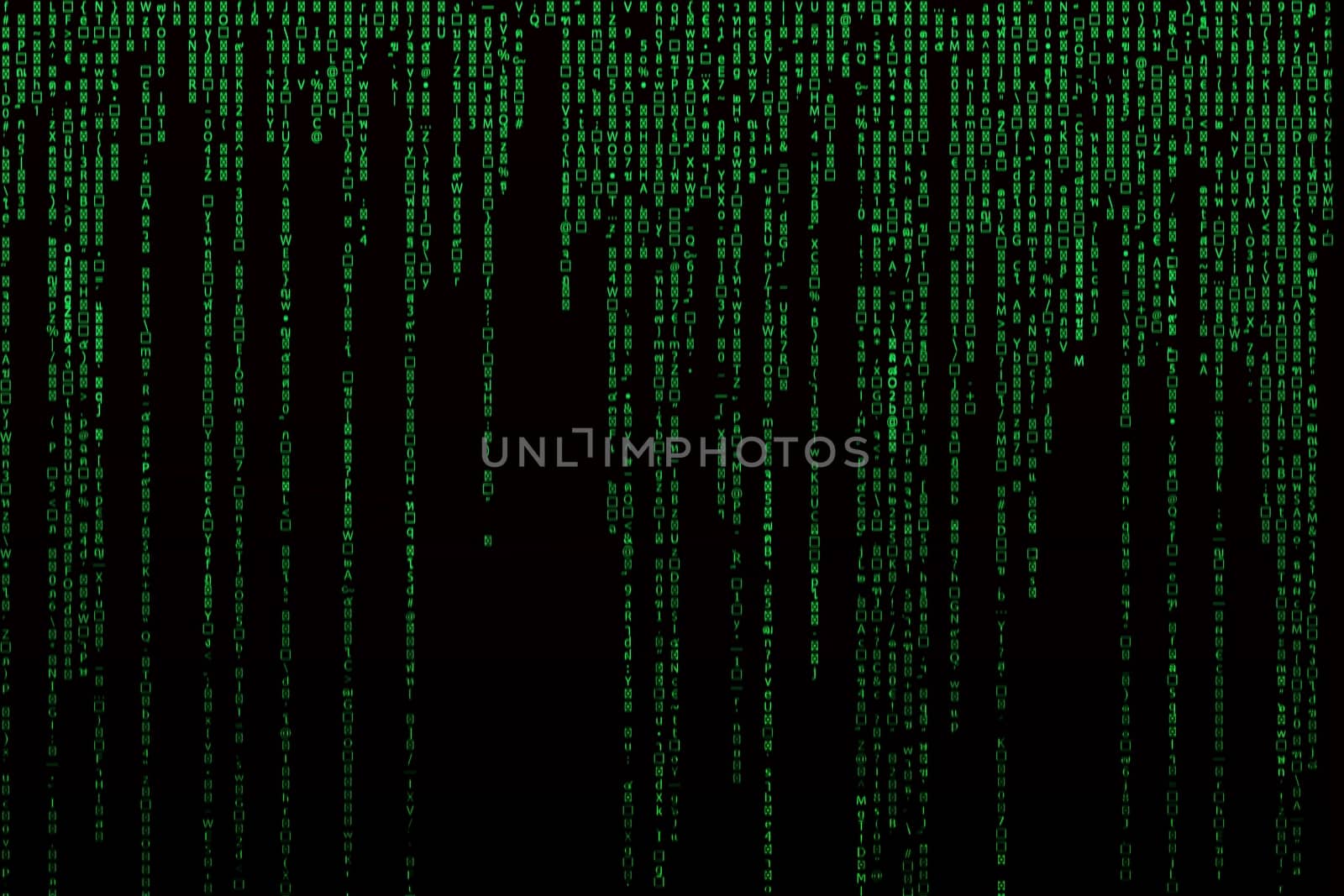 Matrix background with the green symbols, motion blur