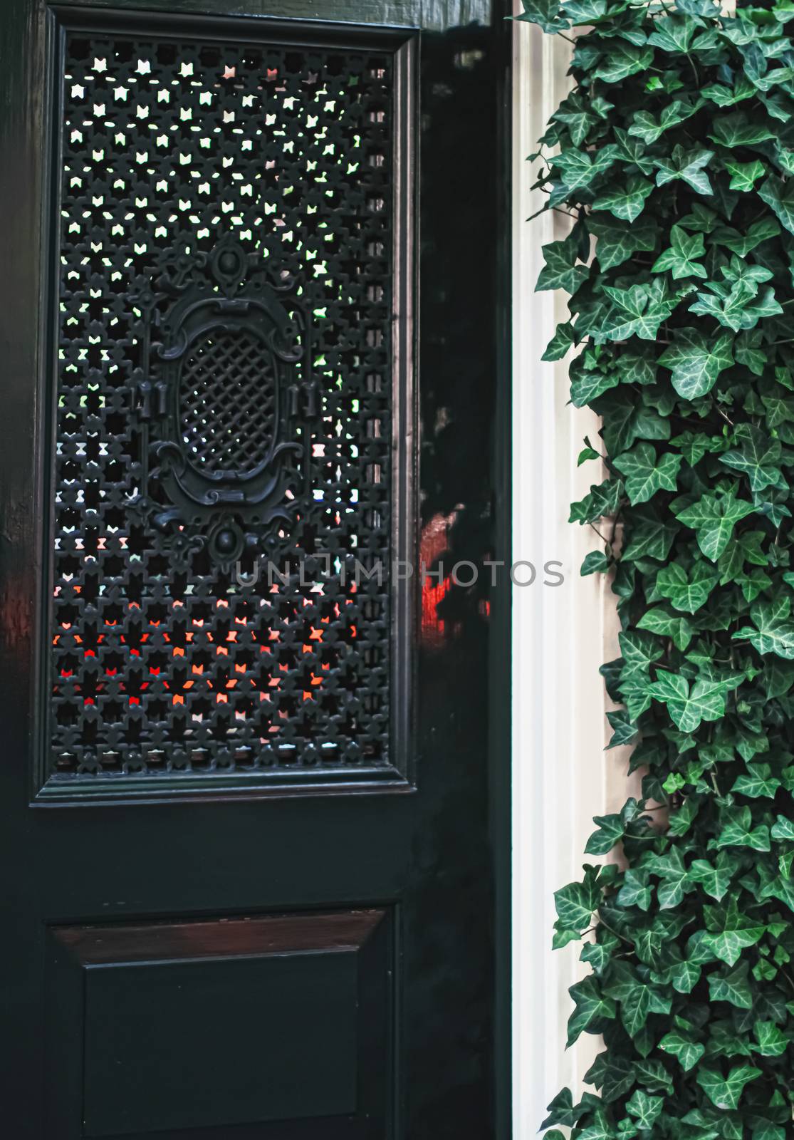 Architectural detail of a building on the main city center street of Amsterdam in Netherlands, european architecture