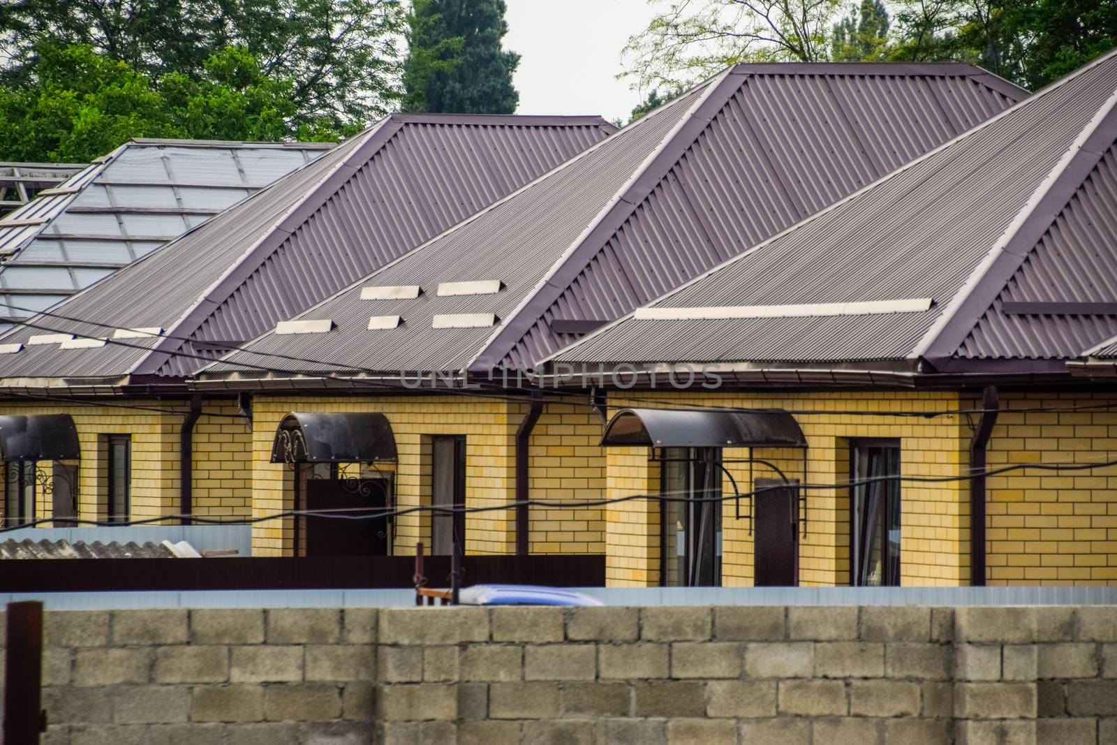 The roof of the new built houses. Housing