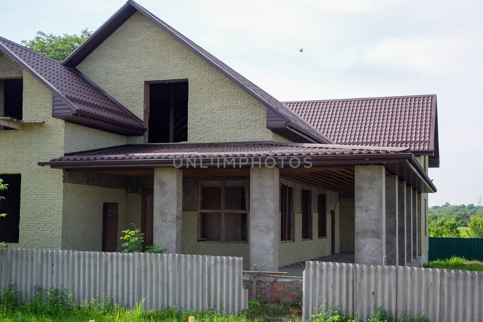 The roof of the new built houses. Housing