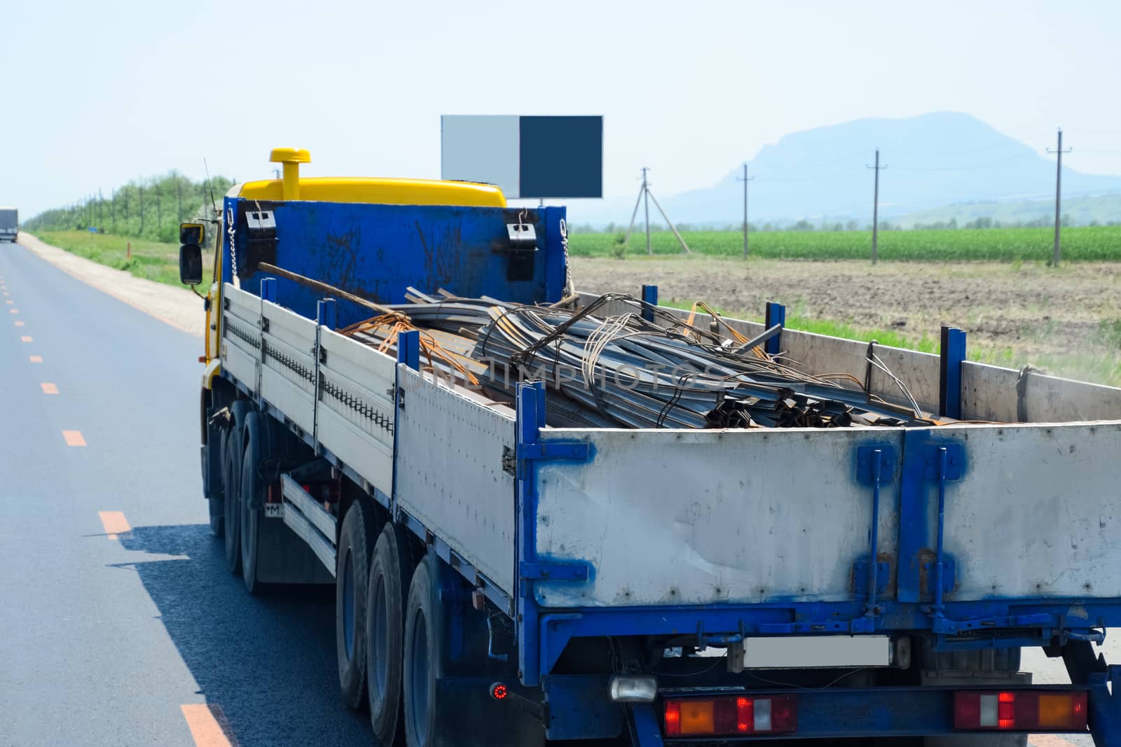 transportation of metal rental products in the back of a truck.