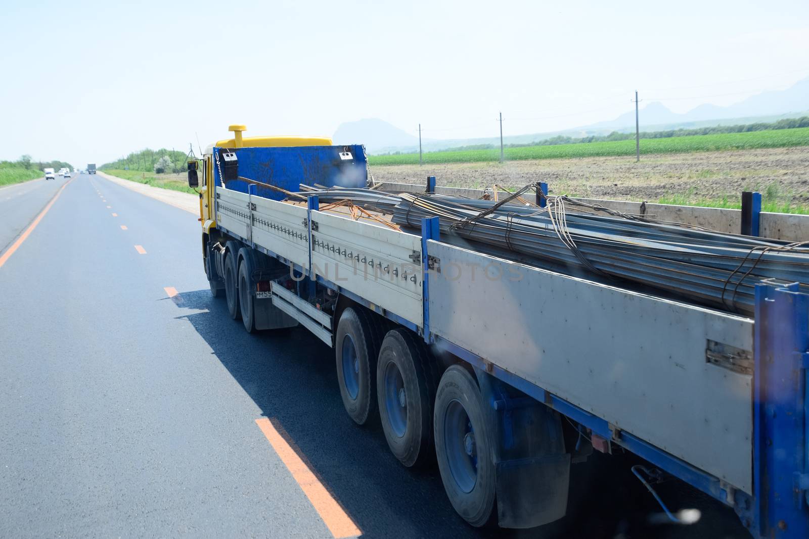 transportation of metal rental products in the back of a truck.