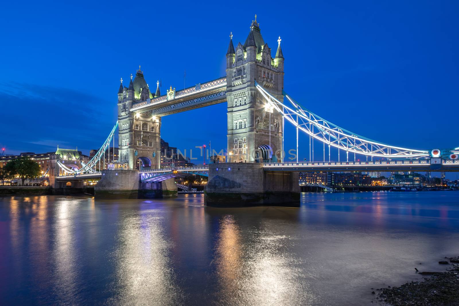 The Tower Bridge stretching over River Thames in London, England. by tamas_gabor