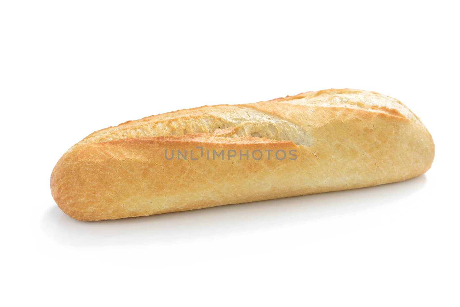 French mini baguette isolated on white background in close-up