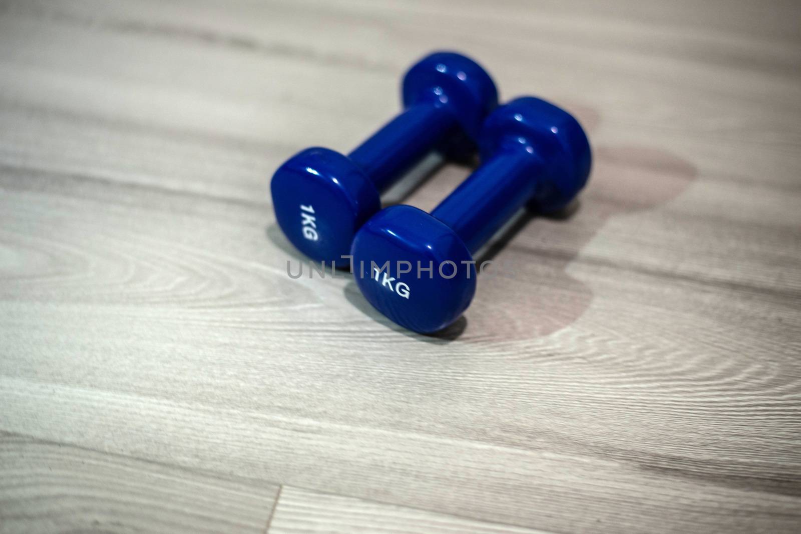 Blue dumbbells on the floor by SemFid