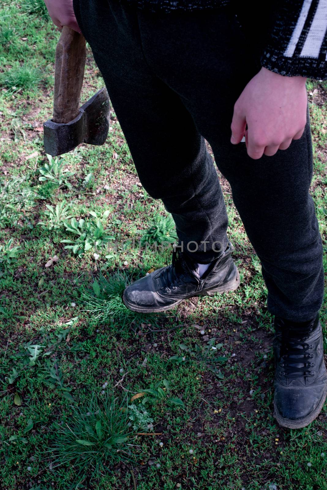 Man with an ax in his hands