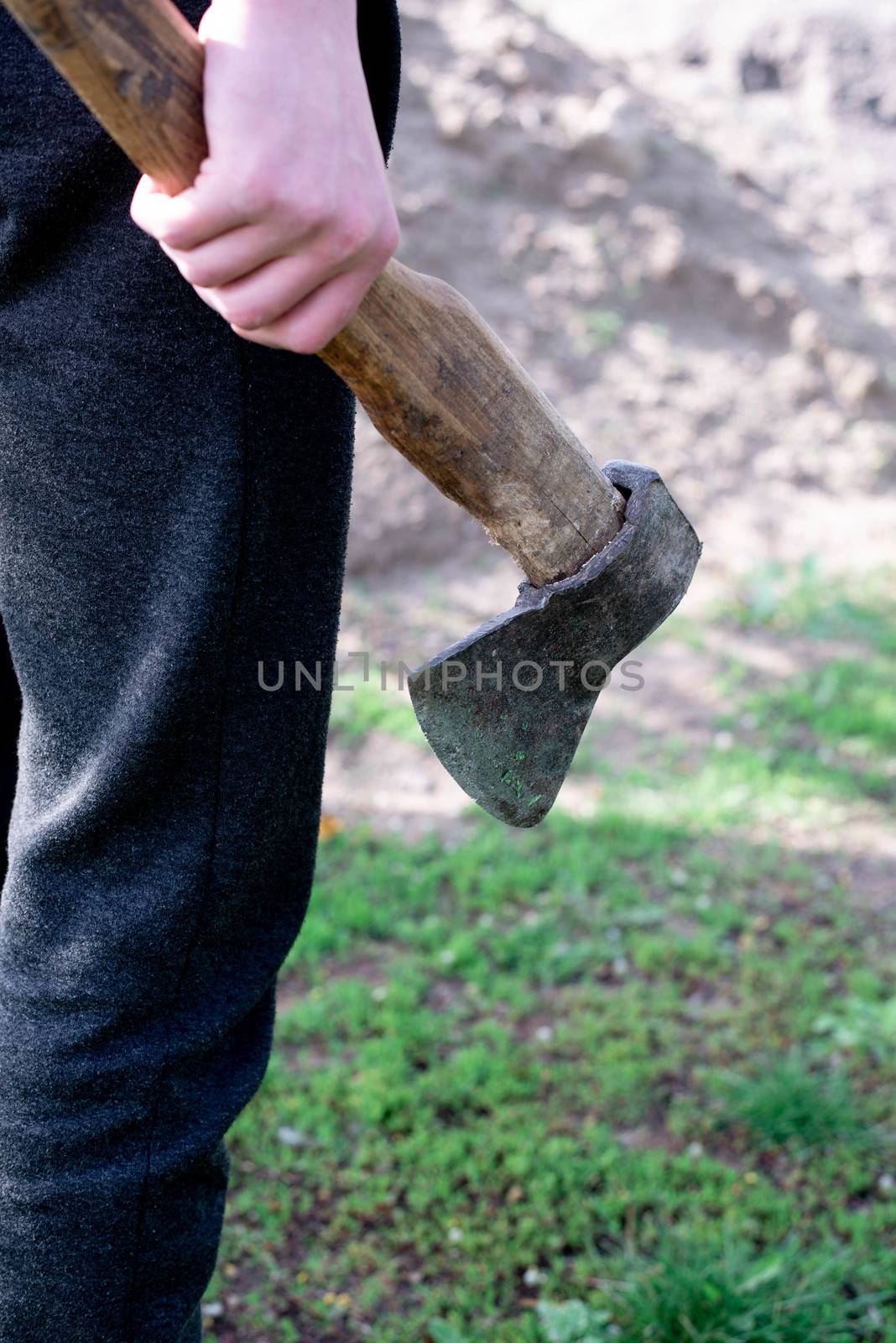 Man with an ax in his hands