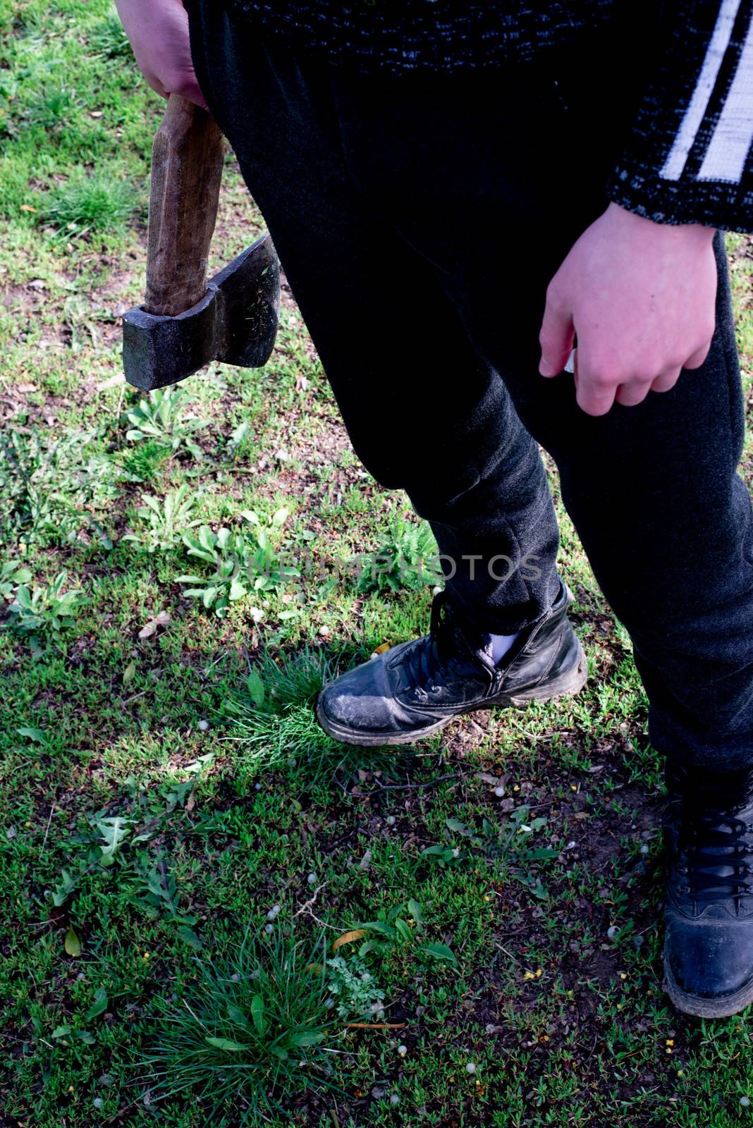 Man with an ax in his hands