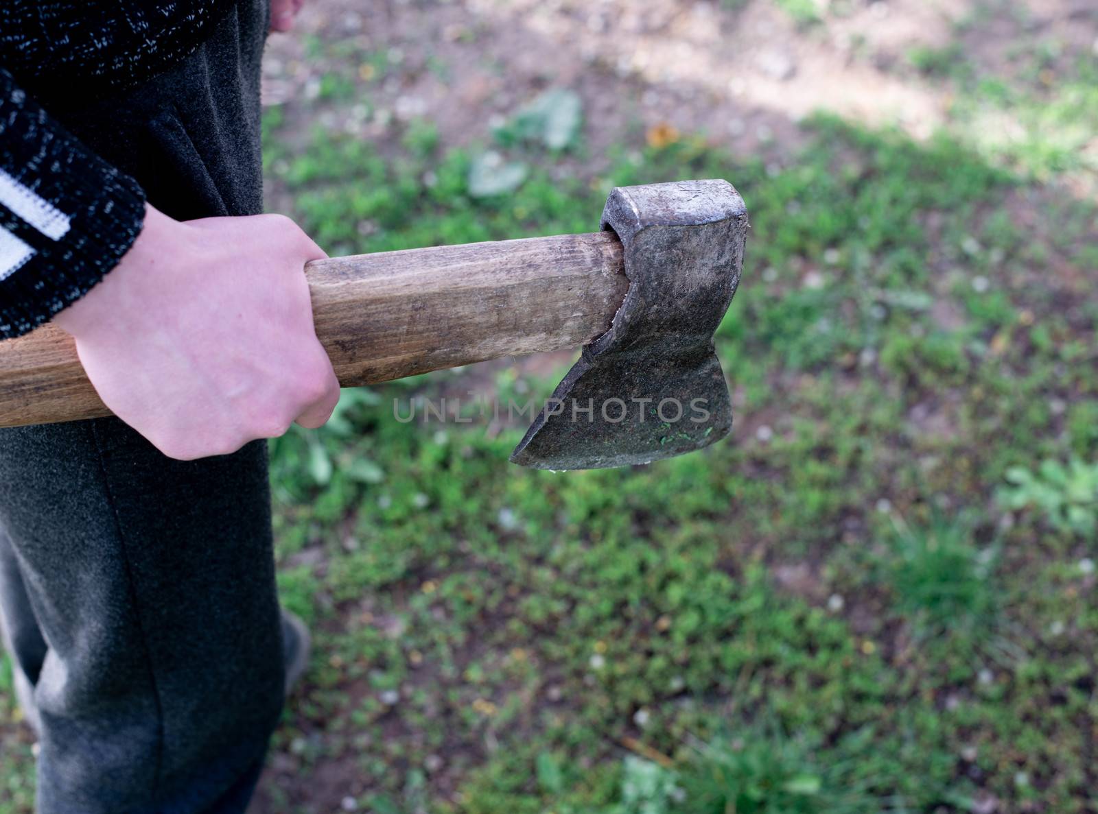 Man with an ax in his hands
