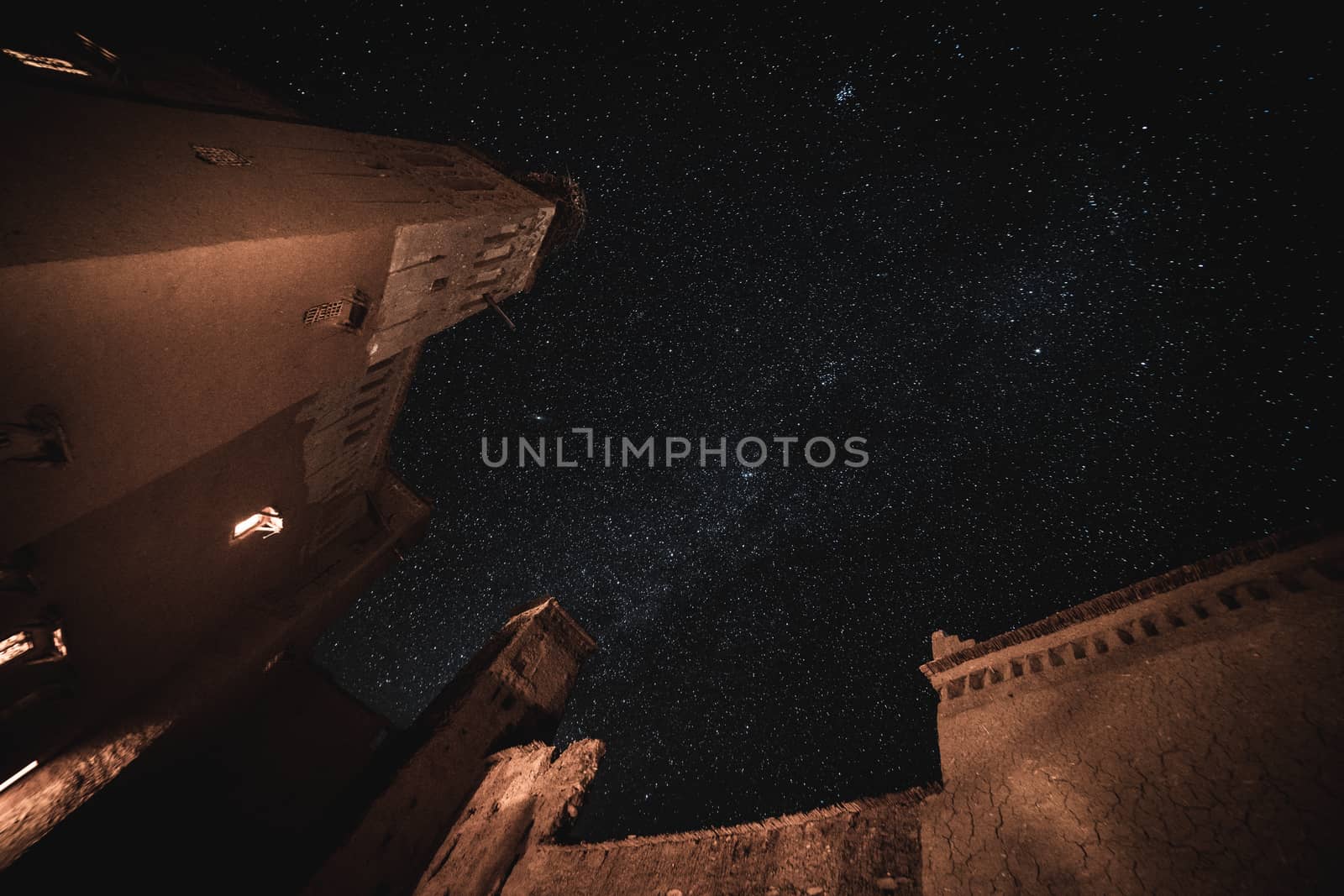Star photography in the ruins of ksar ait ben haddou