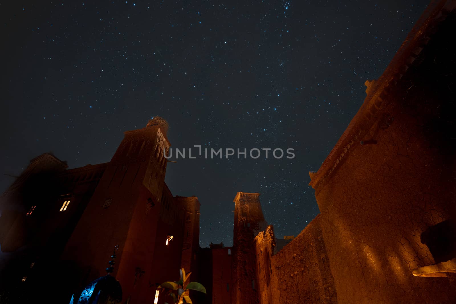 Star photography in the ruins of ksar ait ben haddou