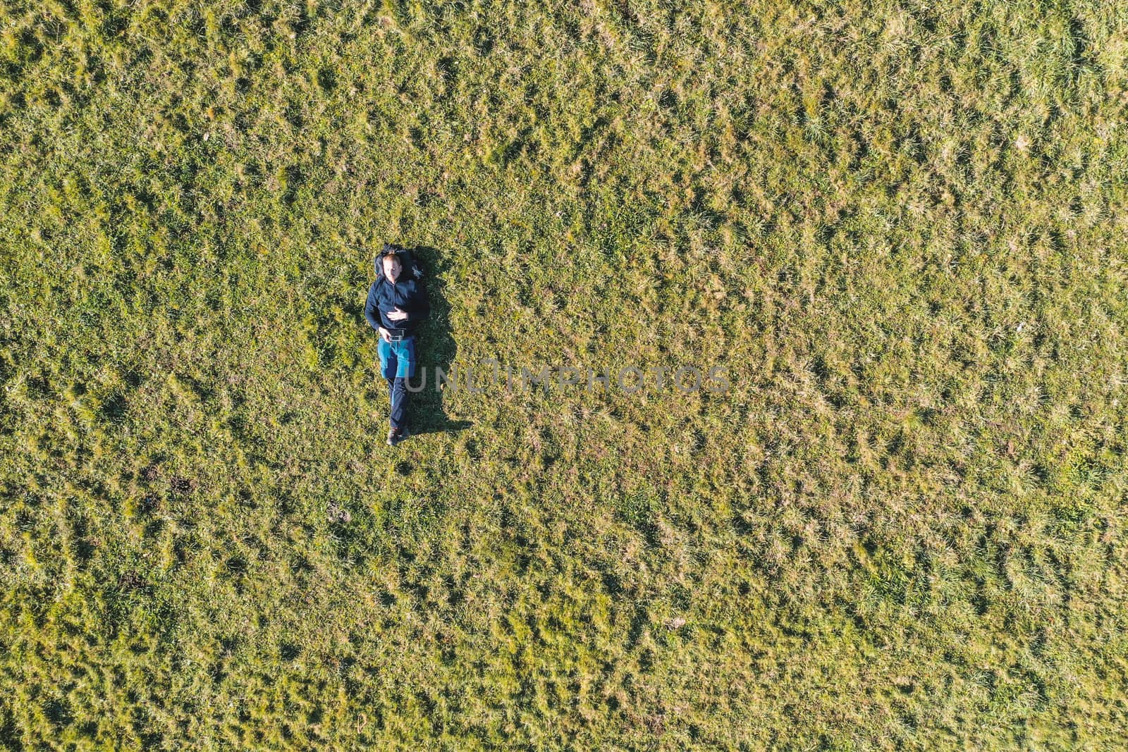aerial portrait in a grassland