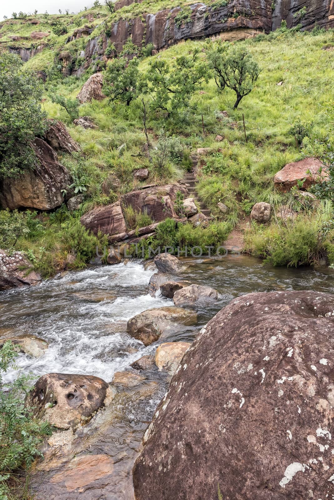 Mahai River crossing after heavy rains on the hiking trail between Gudu Pools and Lookout Rock