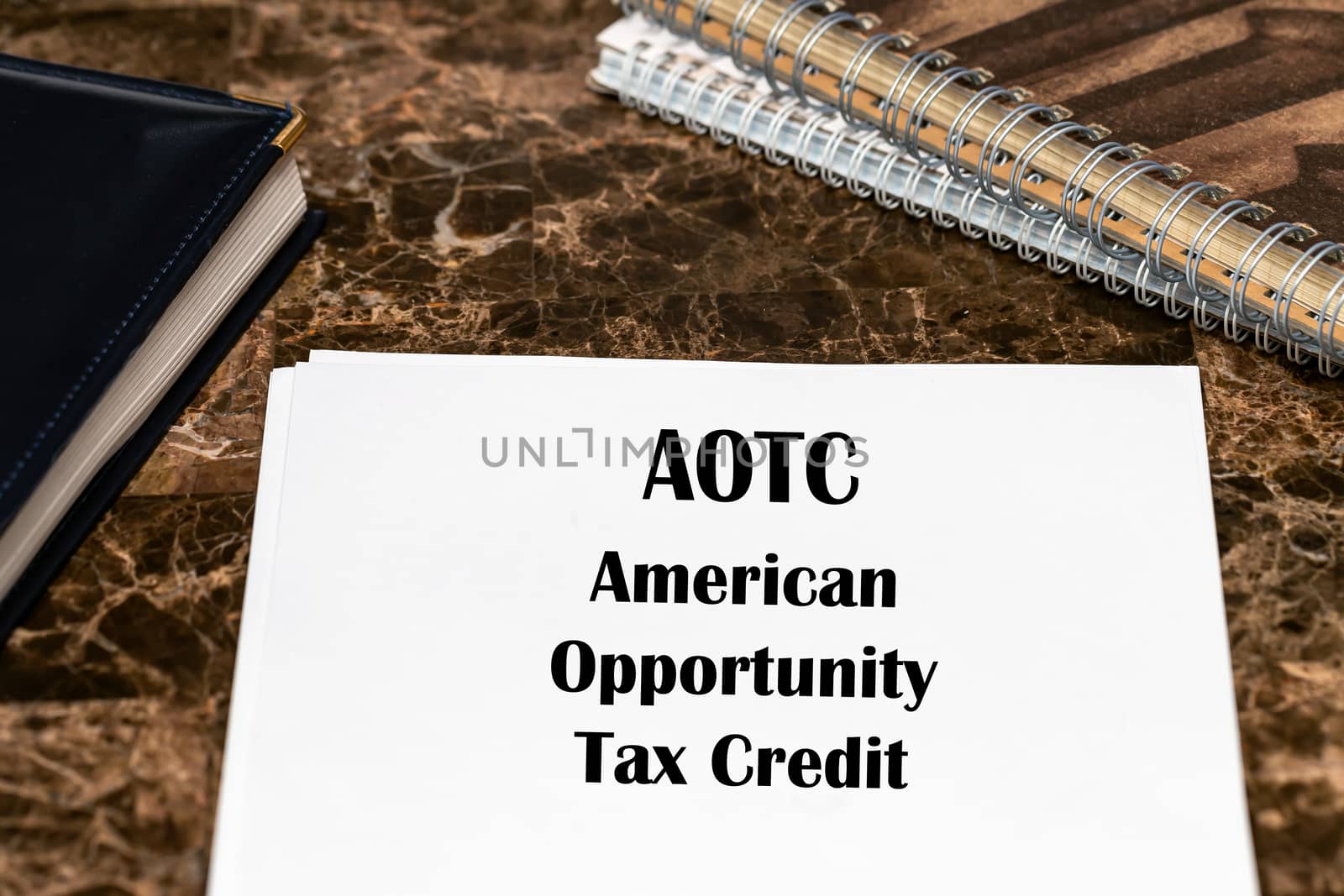 Financial concept about American Opportunity Tax Credit AOTC . by bonilook