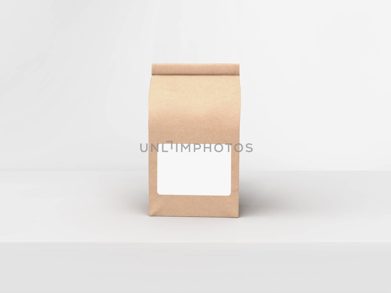 The coffee beam bag packaging mock-up design on light gray studio stage background by cougarsan