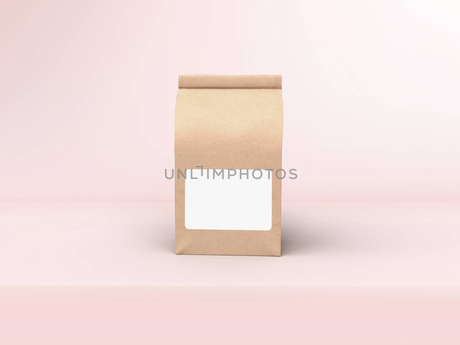 The coffee beam bag packaging mock-up design on pastel pink studio stage background by cougarsan