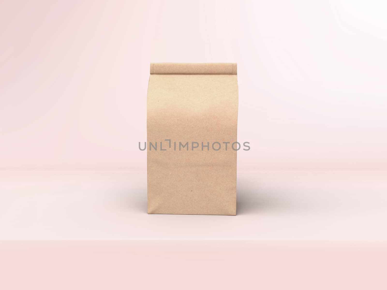 The coffee beam bag packaging mock-up design on pastel pink studio stage background by cougarsan