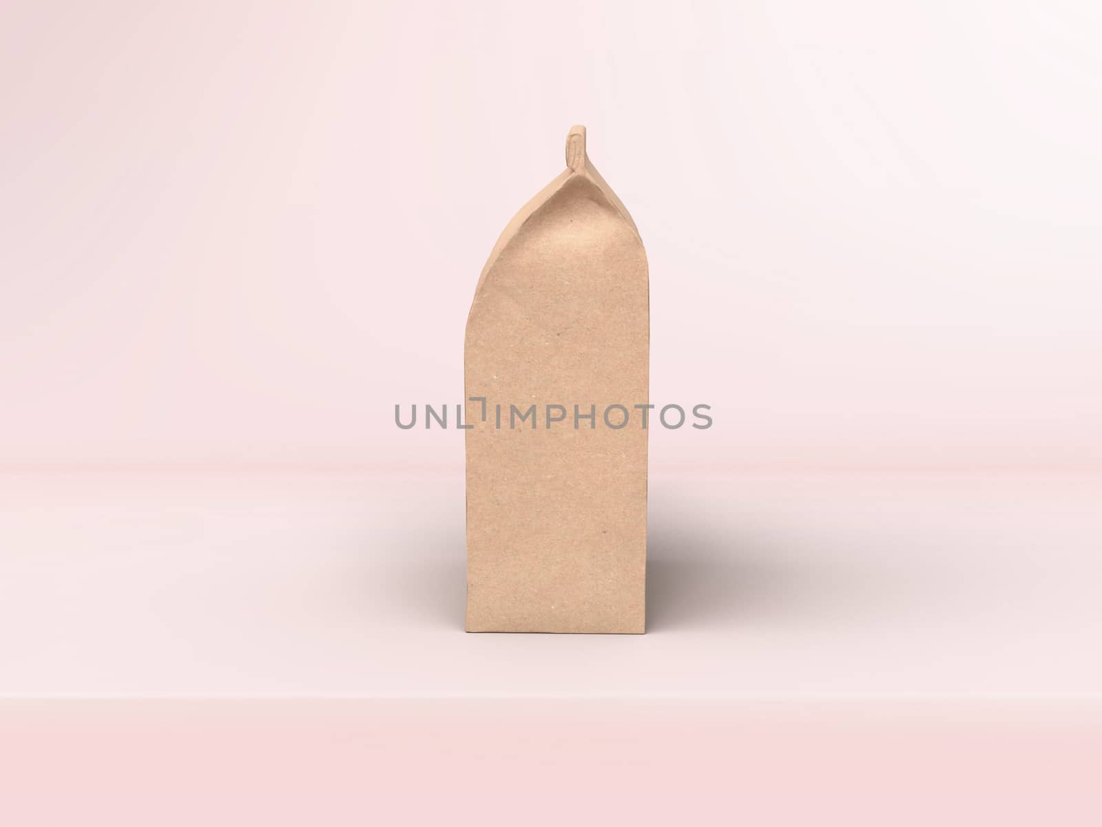 The coffee beam bag packaging mock-up design side view on pastel pink studio stage background by cougarsan