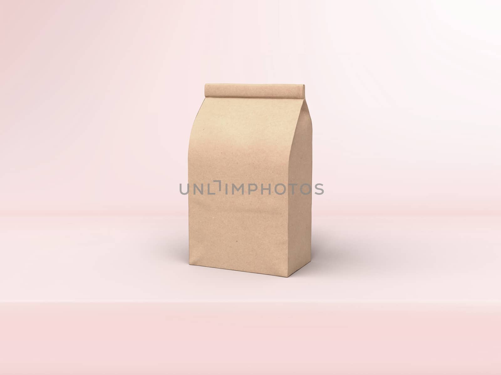 The coffee beam bag packaging mock-up design on pastel pink studio stage background by cougarsan