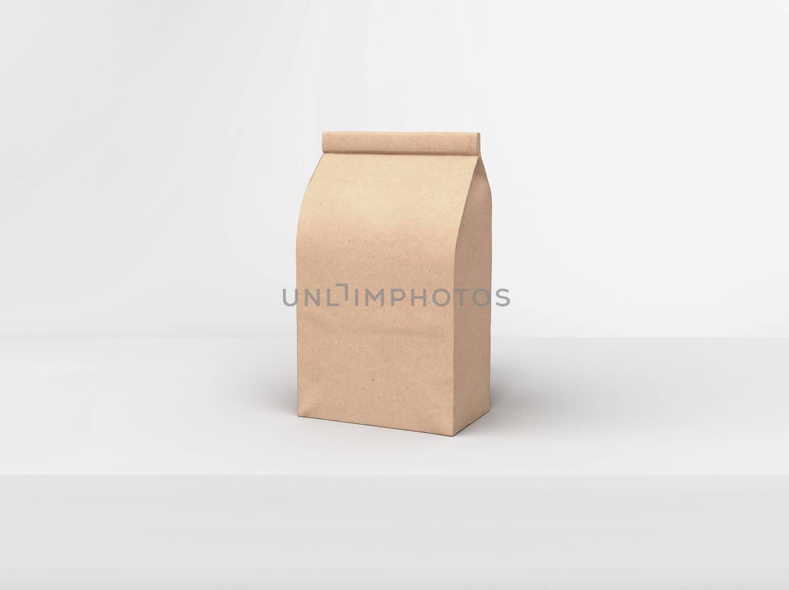 The coffee beam bag packaging mock-up design on light gray studio stage background