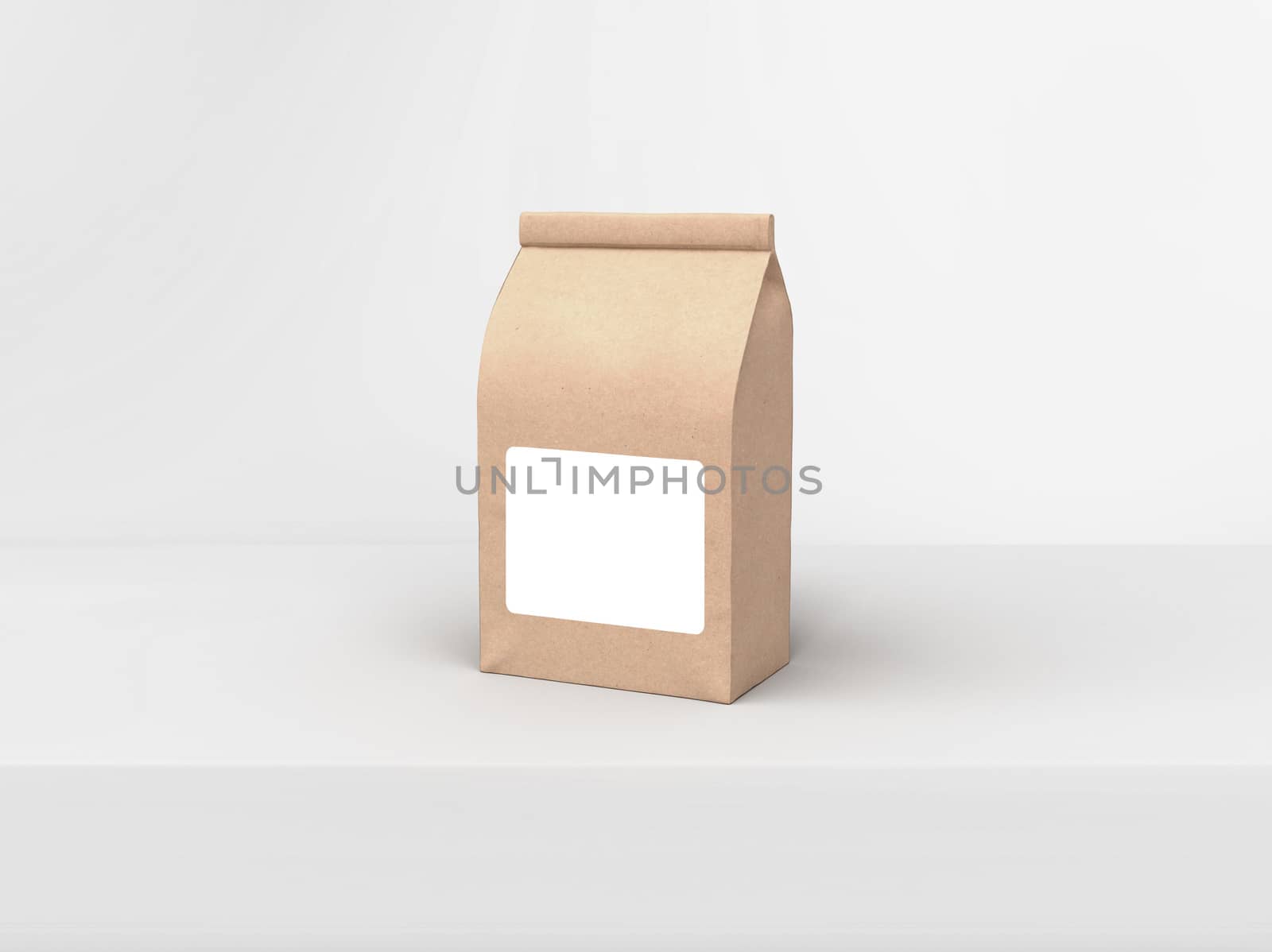 The coffee beam bag packaging mock-up design on light gray studio stage background by cougarsan