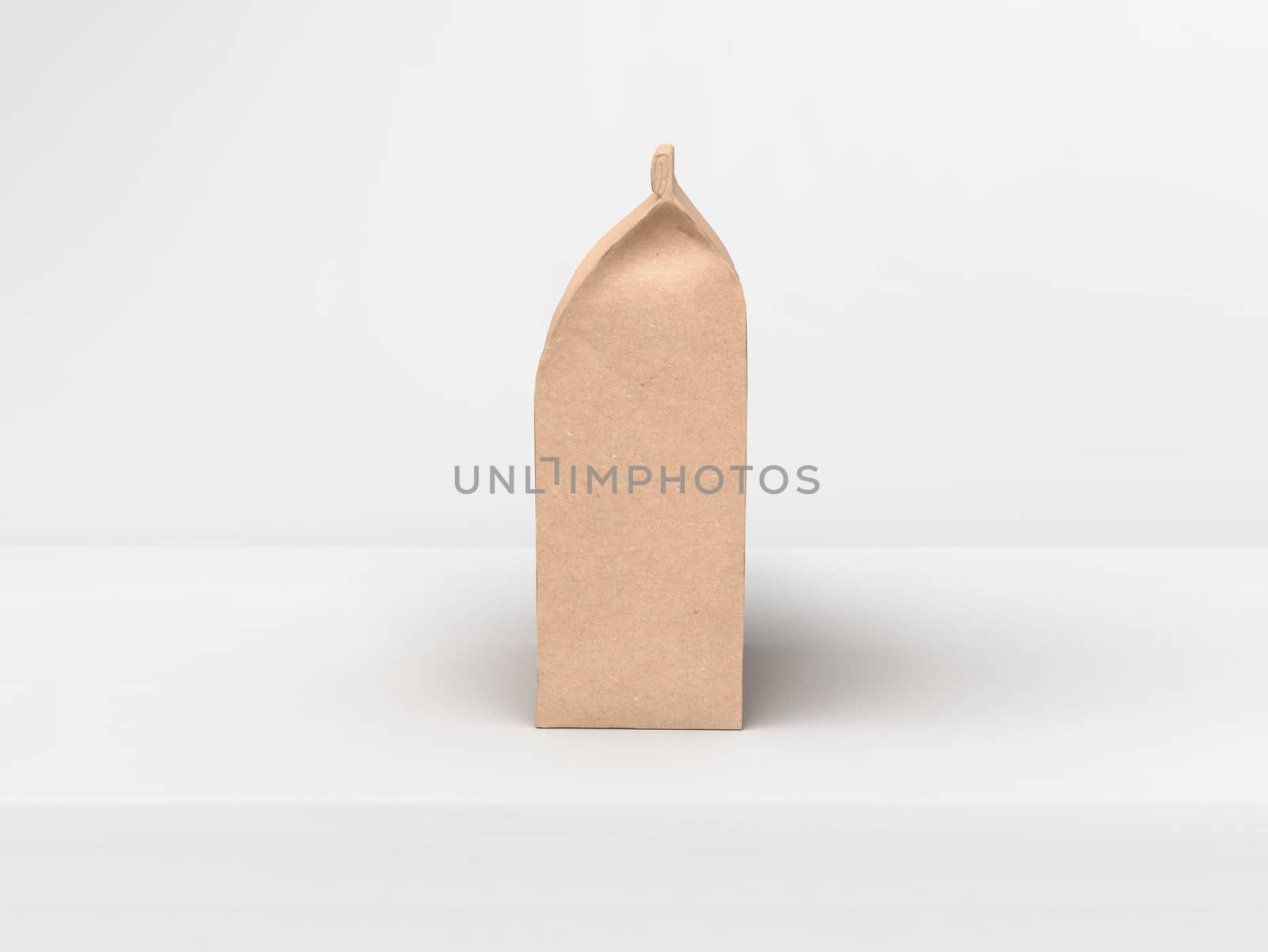 The coffee beam bag packaging mock-up design side view on light gray studio stage background
