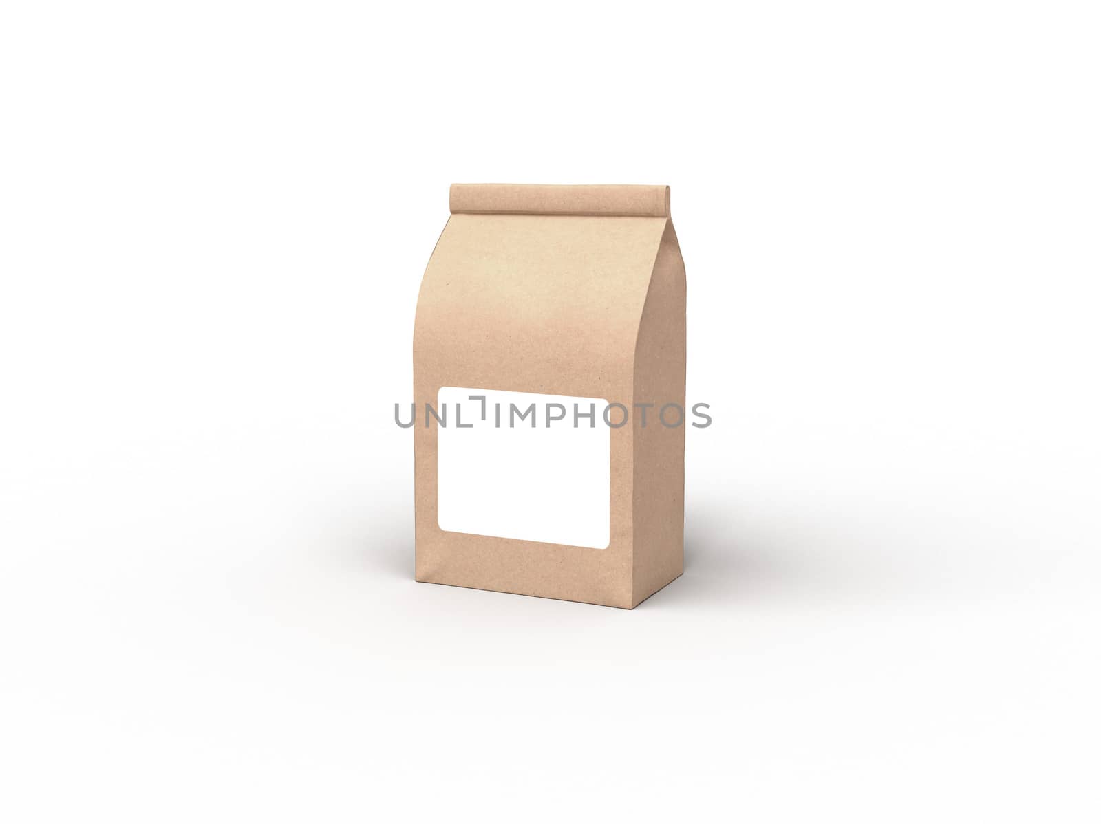 The coffee beam bag packaging mock-up design on white studio stage background