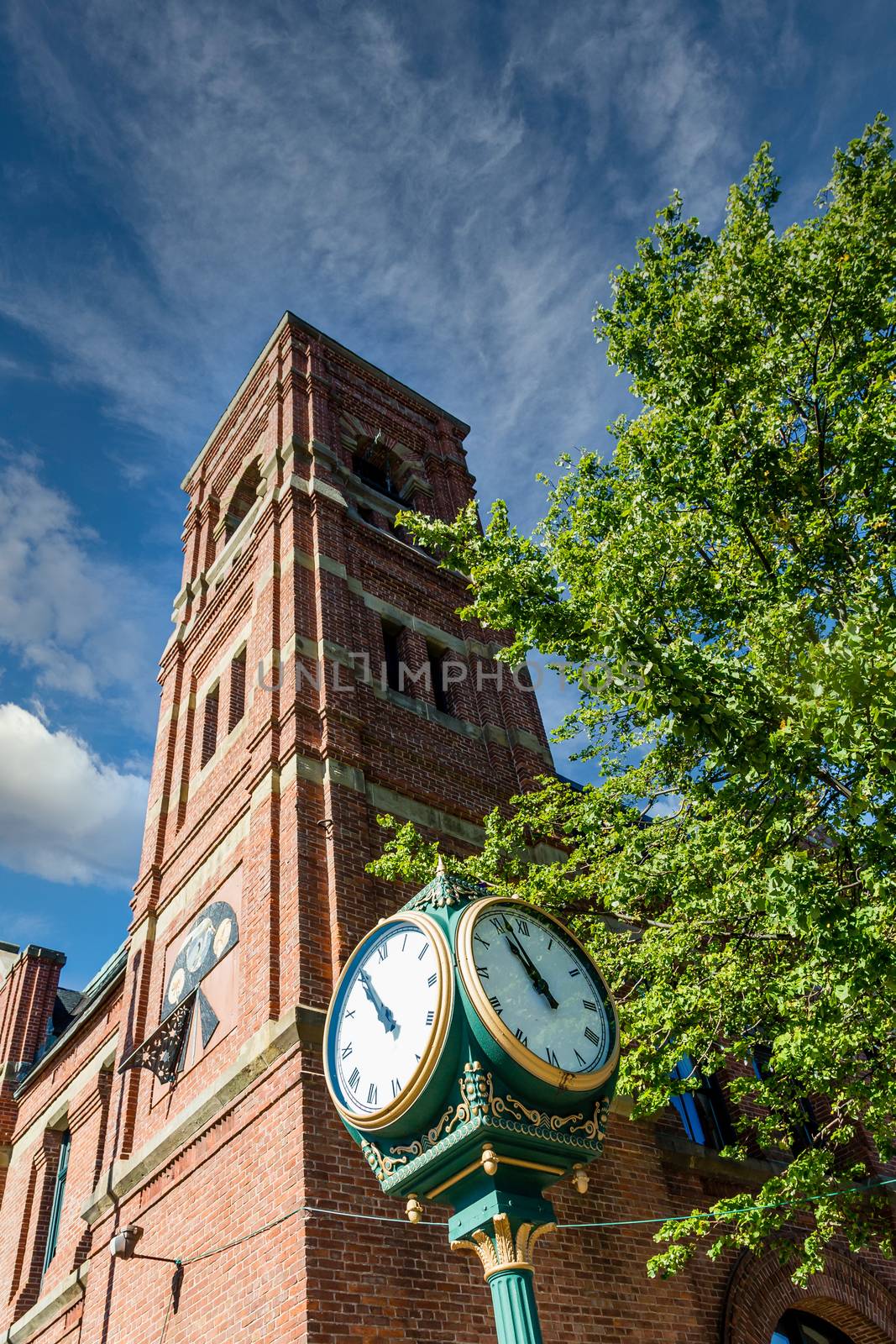 Town Clock and Brick Bell Tower by dbvirago