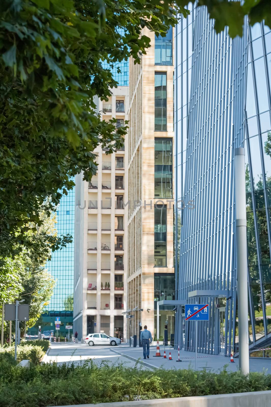 Modern corporate office buildings in the city center, architecture and business
