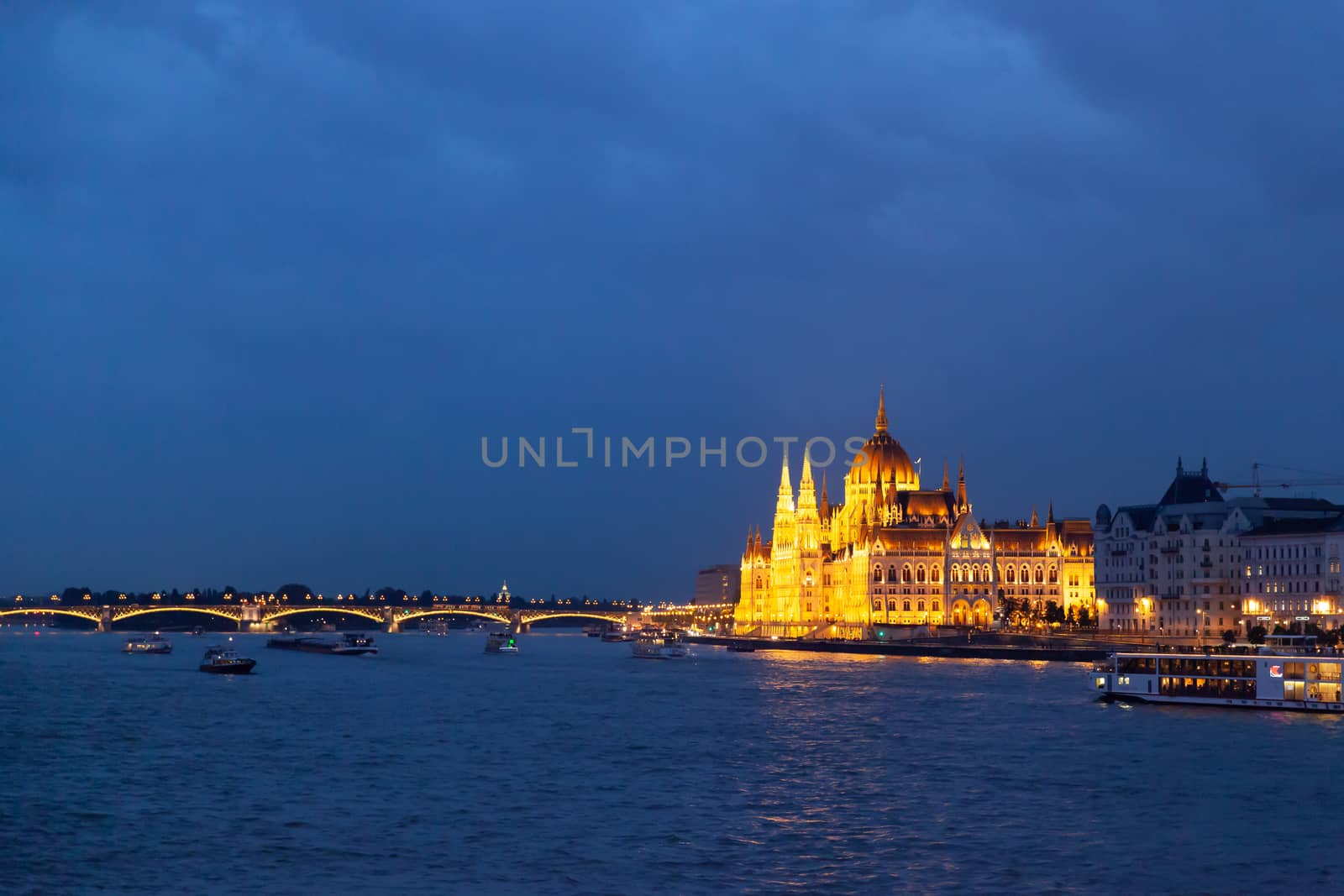 Budapest panoramic view with Parliament at night by vlad-m