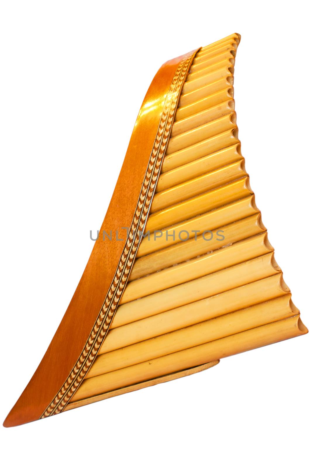 bamboo pan flute isolated on white backround