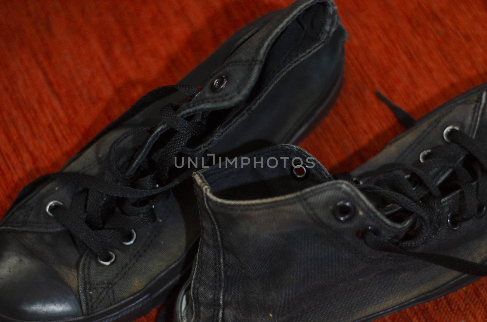 Ragged Black Stylish Shoes, Vintage Black Stylish Shoes by Hasilyus