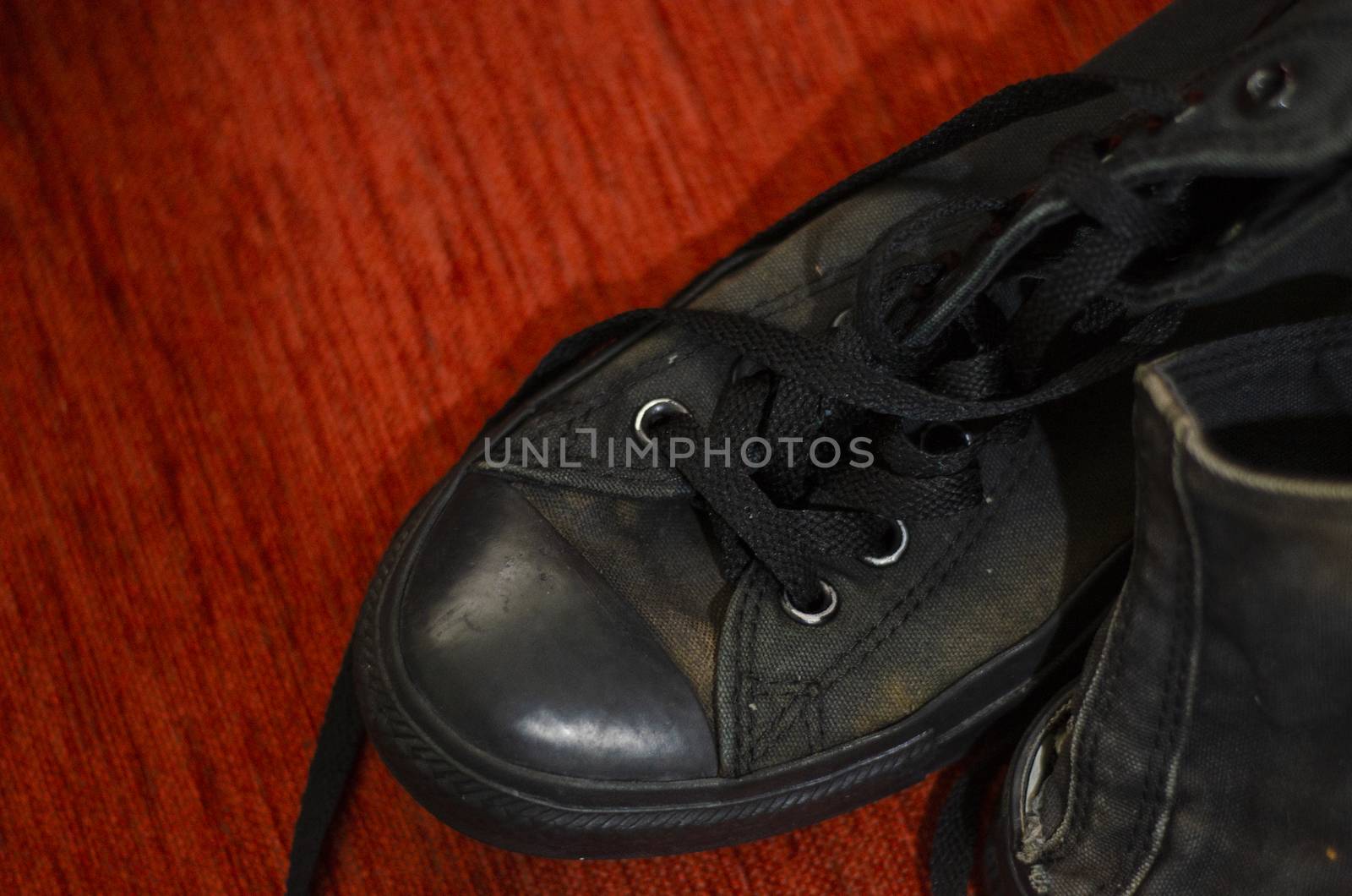 Ragged Black Stylish Shoes, Vintage Black Stylish Shoes by Hasilyus