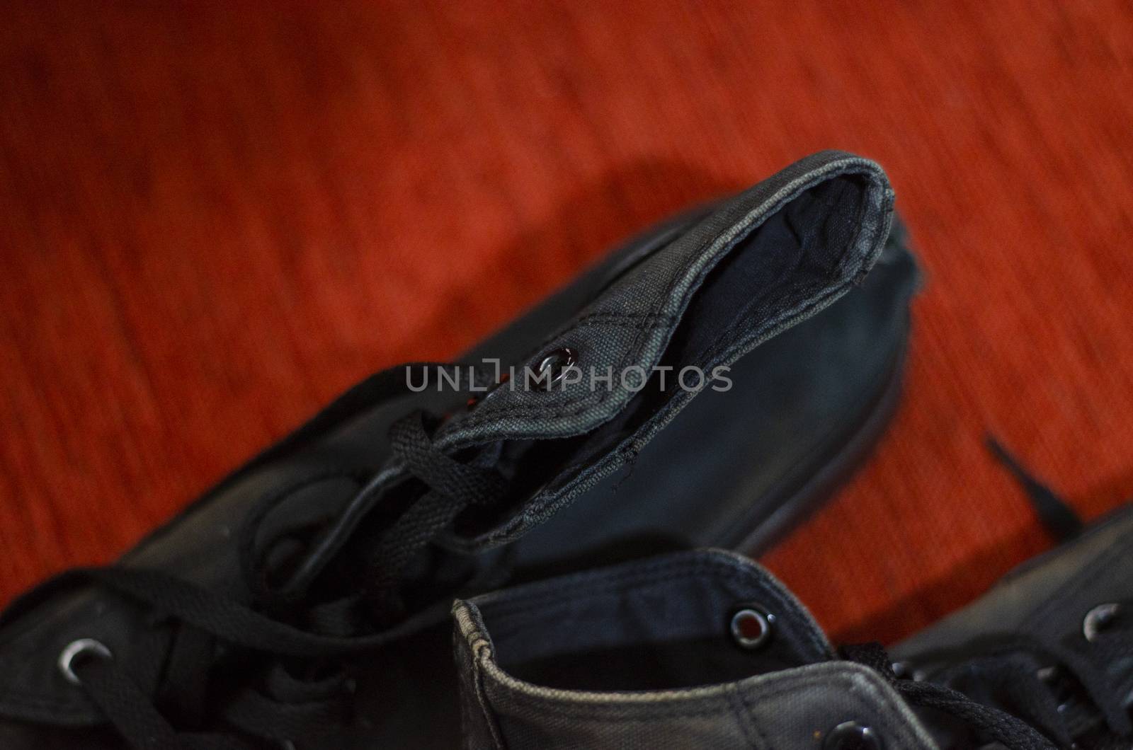 Ragged Black Stylish Shoes, Vintage Black Stylish Shoes by Hasilyus