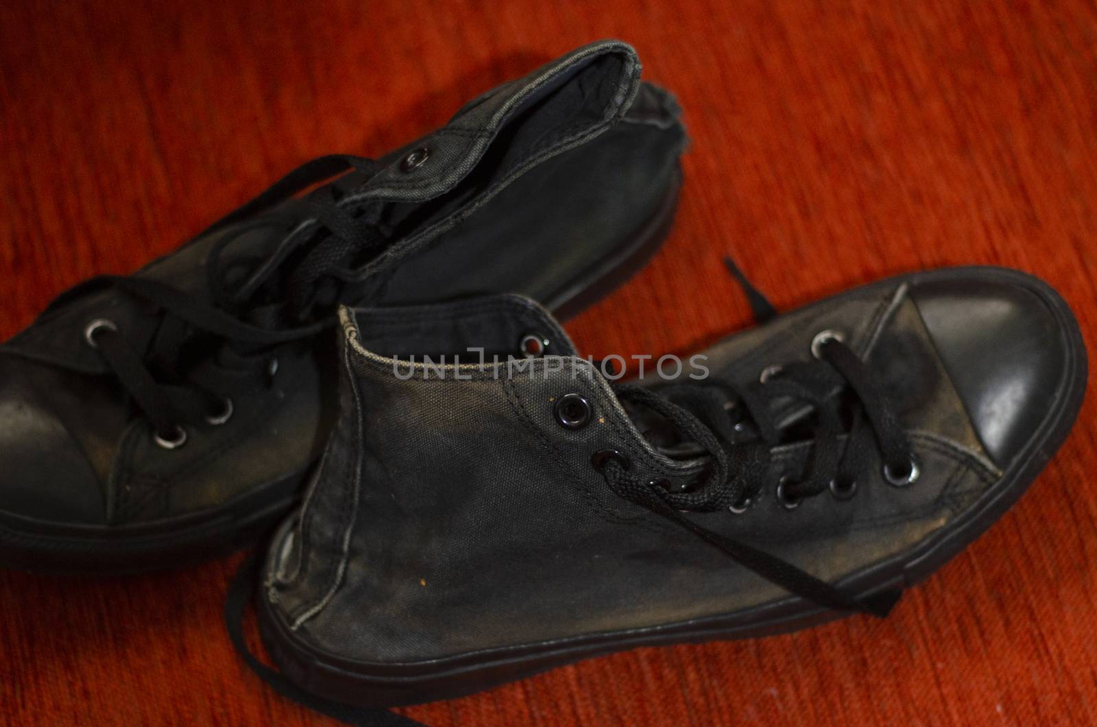 Ragged Black Stylish Shoes, Vintage Black Stylish Shoes by Hasilyus