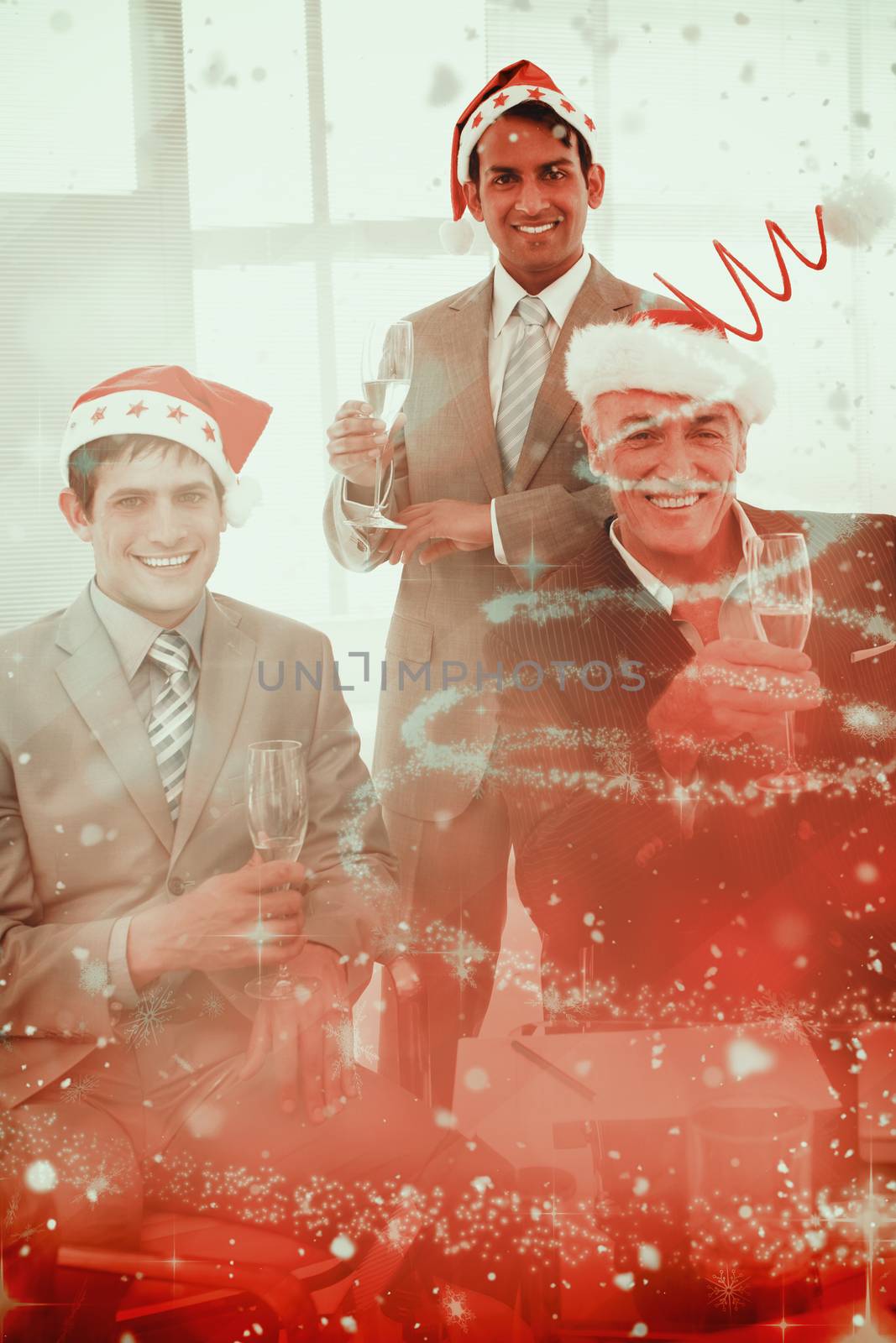 Composite image of confident businessmen wearing novelty christmas hat by Wavebreakmedia