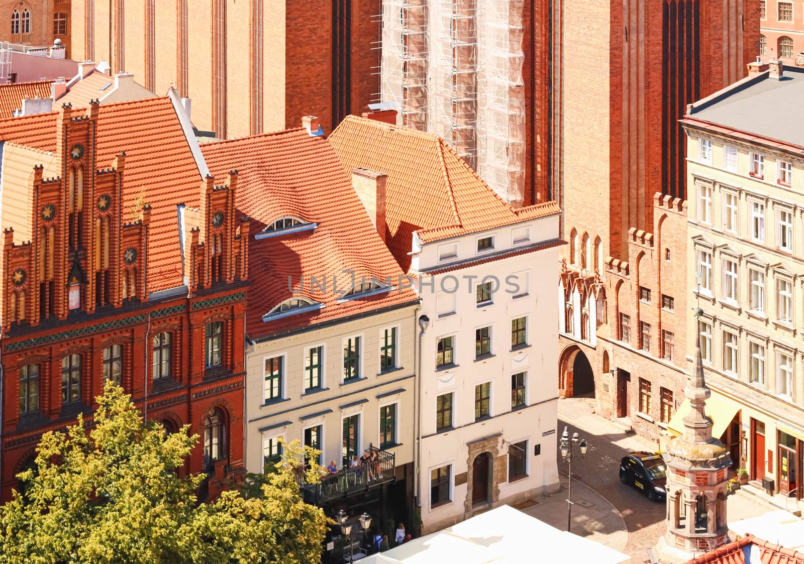 Historical buildings in the Old Town in Torun, Poland, tourism and travel