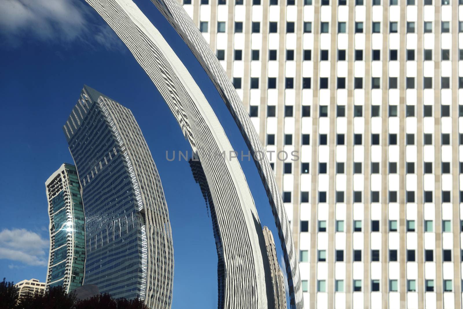Cloud Gate Chicago with reflection of buildings