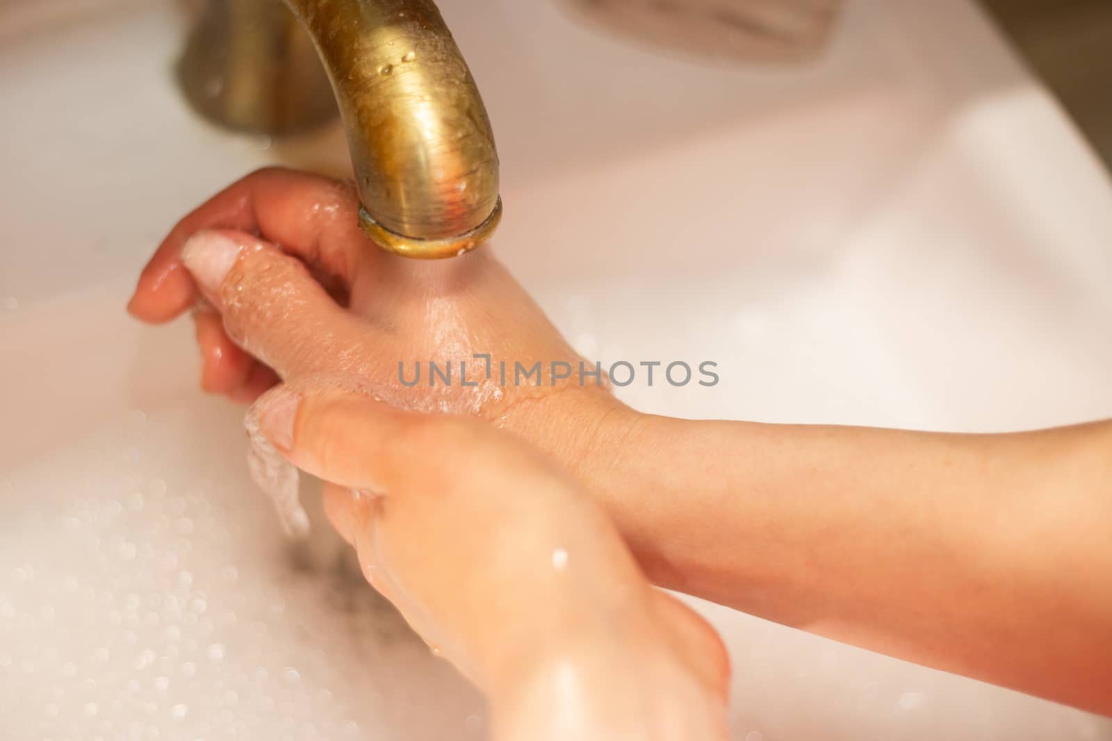 Hand wash with soap, cleanliness and hygiene