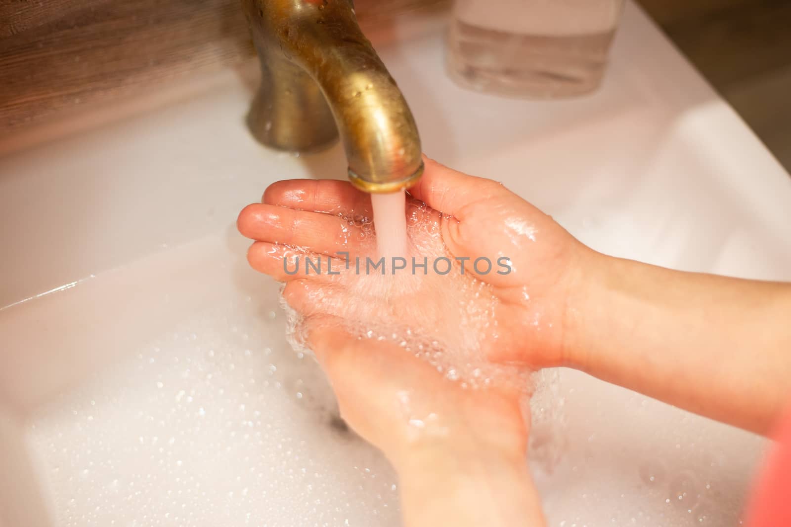 Hand wash with soap, cleanliness and hygiene