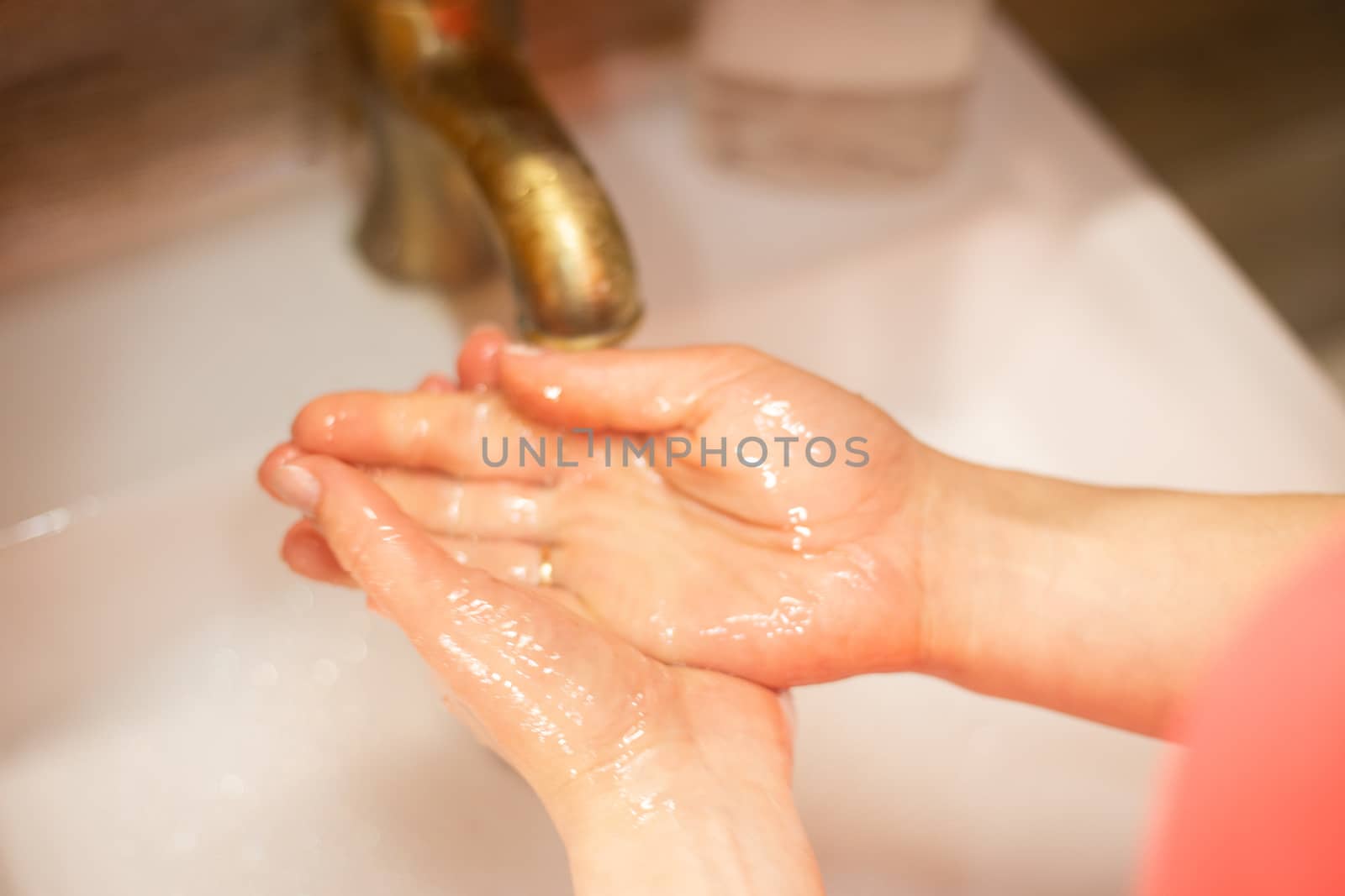 Hand wash with soap, cleanliness and hygiene