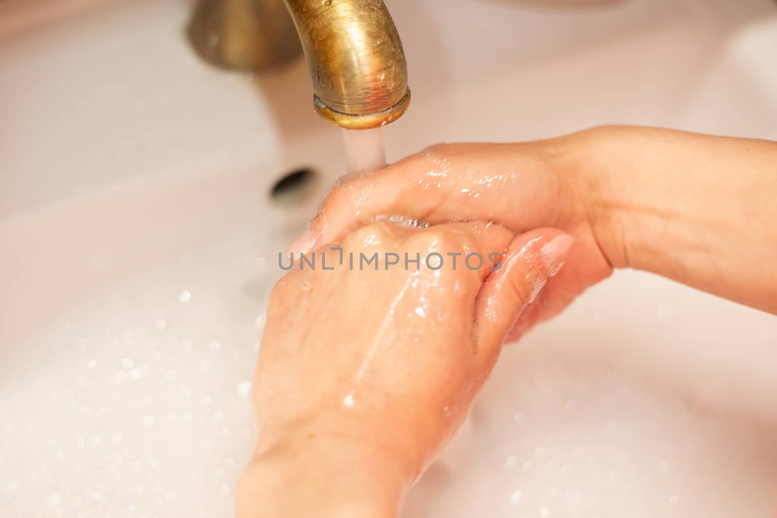 Hand wash with soap, cleanliness and hygiene